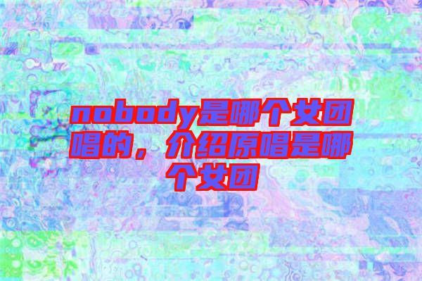 nobody是哪個女團唱的，介紹原唱是哪個女團