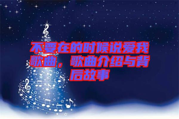不要在的時候說愛我歌曲，歌曲介紹與背后故事