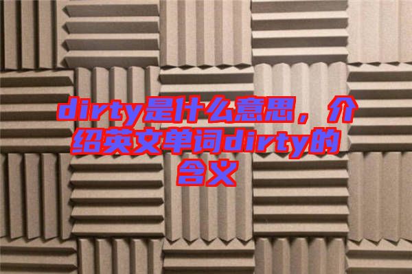dirty是什么意思，介紹英文單詞dirty的含義