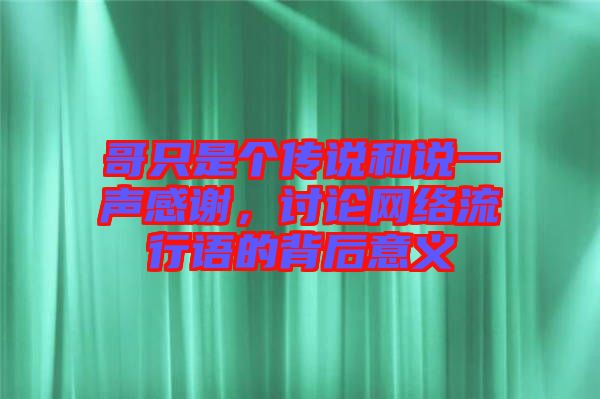 哥只是個(gè)傳說和說一聲感謝，討論網(wǎng)絡(luò)流行語的背后意義