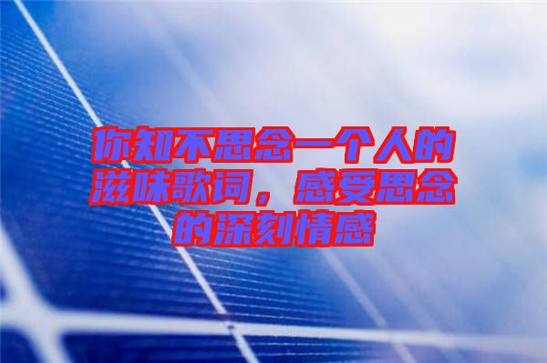 你知不思念一個人的滋味歌詞，感受思念的深刻情感