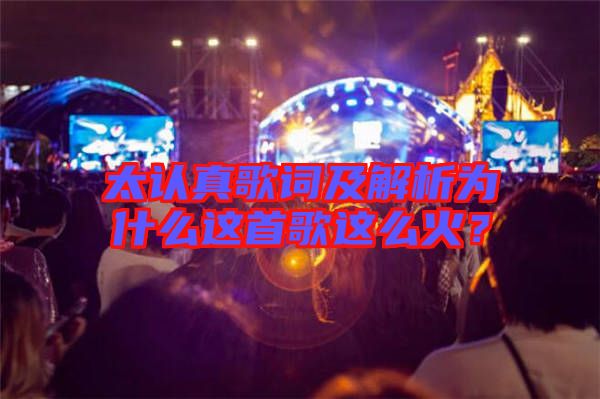 太認真歌詞及解析為什么這首歌這么火？