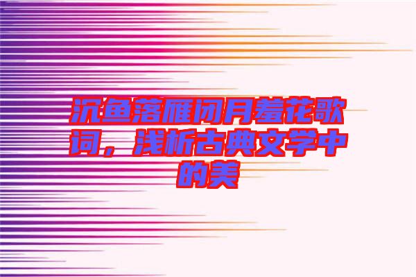 沉魚落雁閉月羞花歌詞，淺析古典文學中的美