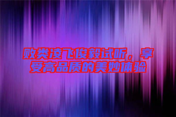 敗類(lèi)凌飛俊毅試聽(tīng)，享受高品質(zhì)的美妙體驗(yàn)