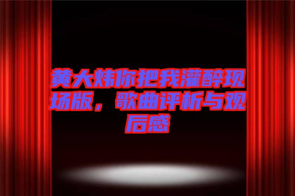 黃大煒你把我灌醉現場版，歌曲評析與觀后感