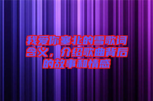 我愛(ài)你塞北的雪歌詞含義，介紹歌曲背后的故事和情感
