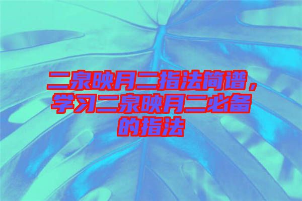 二泉映月二指法簡譜，學(xué)習(xí)二泉映月二必備的指法