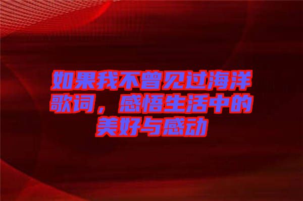 如果我不曾見過海洋歌詞，感悟生活中的美好與感動(dòng)