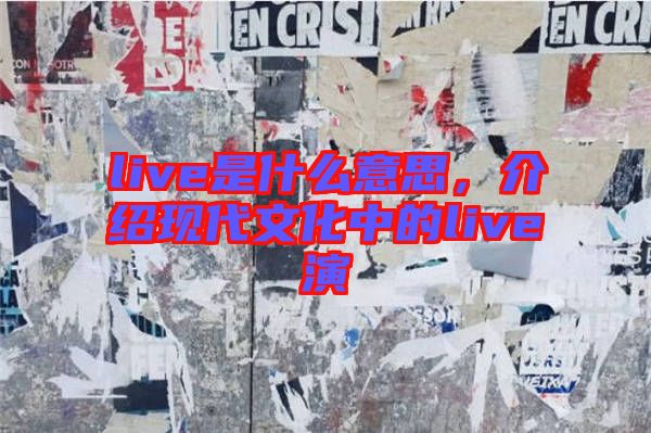 live是什么意思，介紹現(xiàn)代文化中的live演
