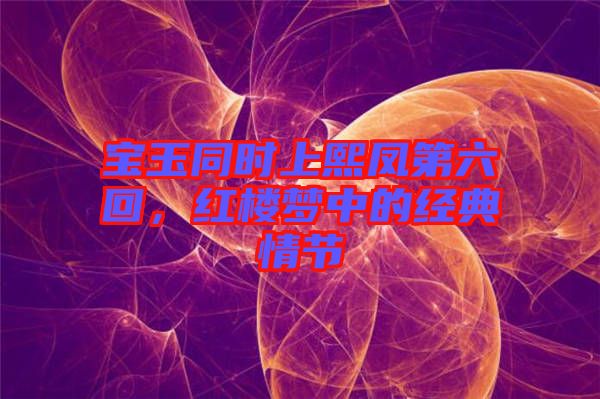 寶玉同時上熙鳳第六回，紅樓夢中的經典情節