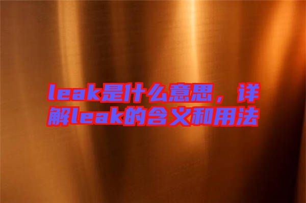leak是什么意思，詳解leak的含義和用法