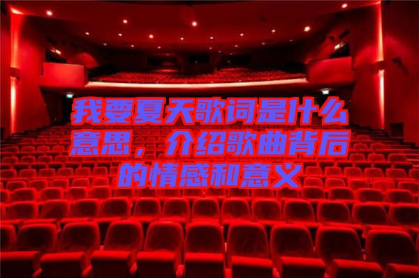 我要夏天歌詞是什么意思，介紹歌曲背后的情感和意義