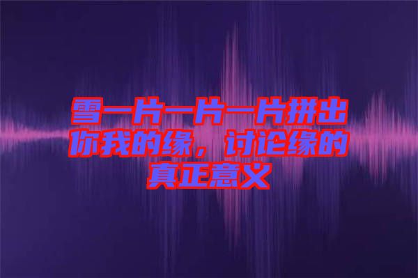雪一片一片一片拼出你我的緣，討論緣的真正意義