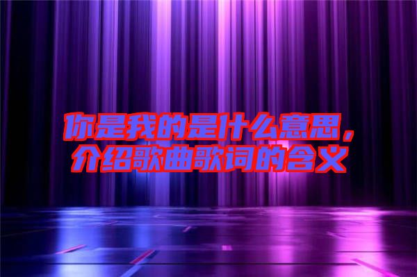 你是我的是什么意思，介紹歌曲歌詞的含義