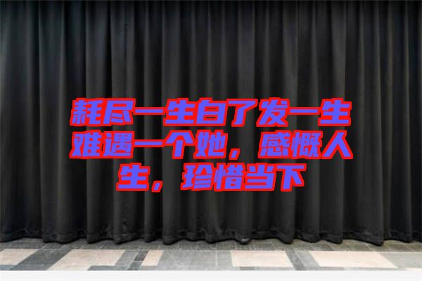 耗盡一生白了發(fā)一生難遇一個她，感慨人生，珍惜當下