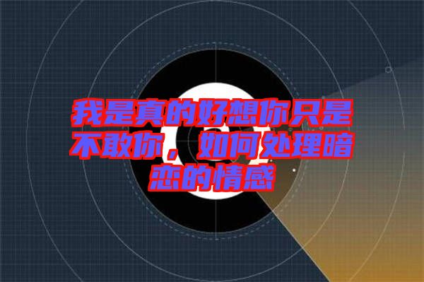 我是真的好想你只是不敢你，如何處理暗戀的情感