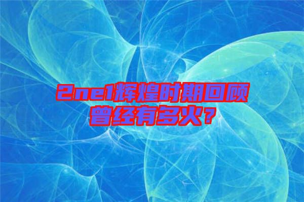 2ne1輝煌時期回顧曾經有多火？