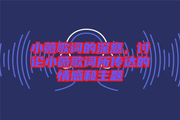 小薇歌詞的深意，討論小薇歌詞所傳達的情感和主題