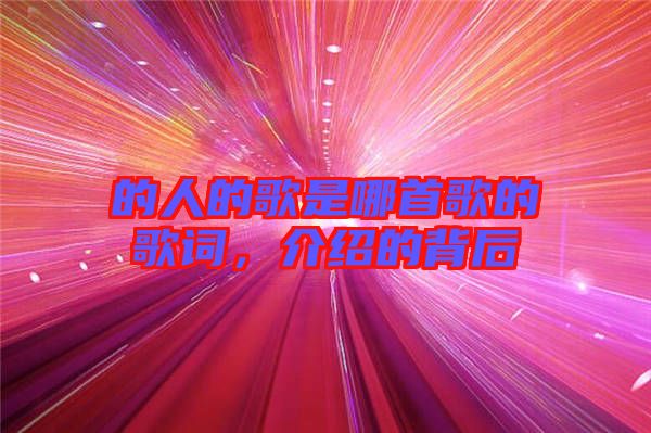 的人的歌是哪首歌的歌詞，介紹的背后