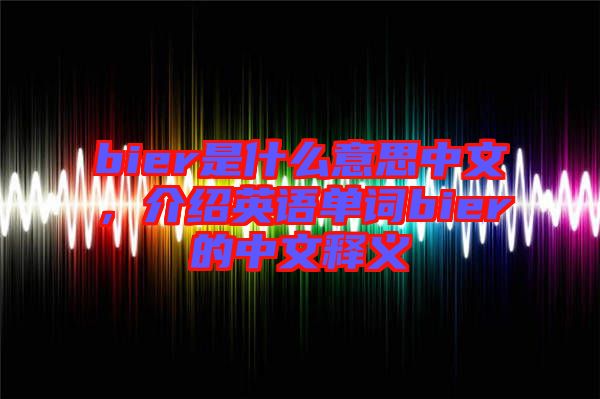 bier是什么意思中文，介紹英語(yǔ)單詞bier的中文釋義