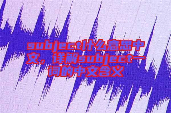 subject什么意思中文，詳解subject一詞的中文含義