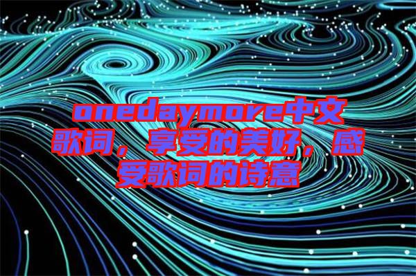 onedaymore中文歌詞，享受的美好，感受歌詞的詩意