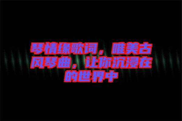 琴情緣歌詞，唯美古風琴曲，讓你沉浸在的世界中