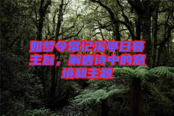 如夢令常記溪亭日暮主旨，解唐詩中的意境和主題
