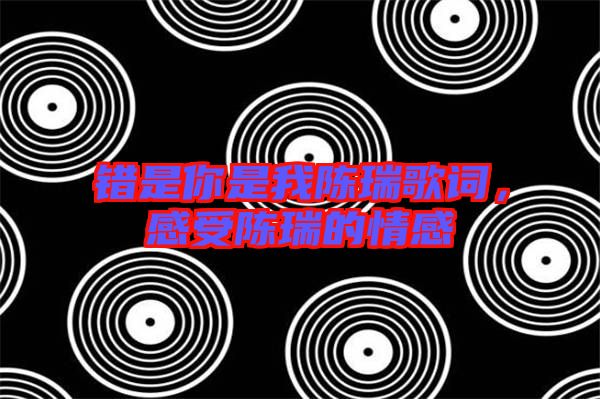 錯(cuò)是你是我陳瑞歌詞，感受陳瑞的情感