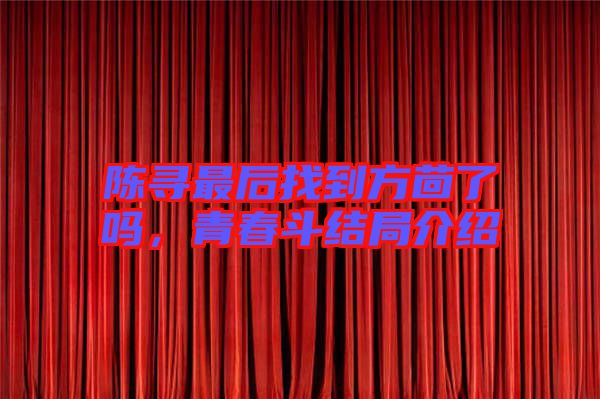 陳尋最后找到方茴了嗎，青春斗結(jié)局介紹