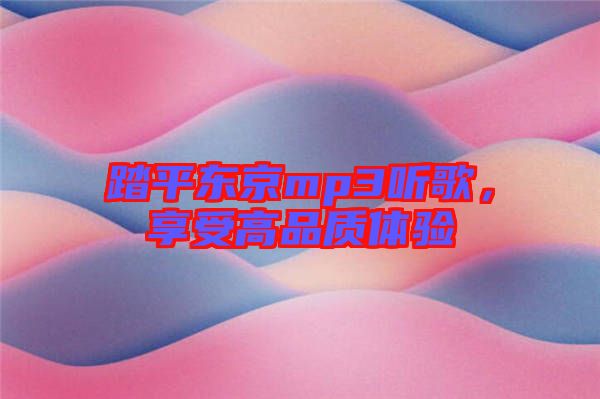 踏平東京mp3聽歌，享受高品質(zhì)體驗(yàn)