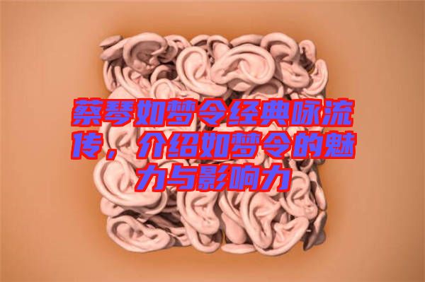 蔡琴如夢令經典詠流傳，介紹如夢令的魅力與影響力