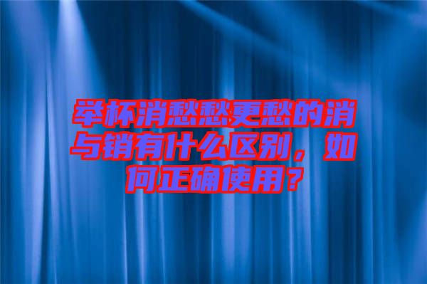 舉杯消愁愁更愁的消與銷有什么區別，如何正確使用？