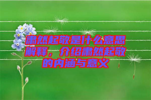 肅然起敬是什么意思解釋，介紹肅然起敬的內(nèi)涵與意義