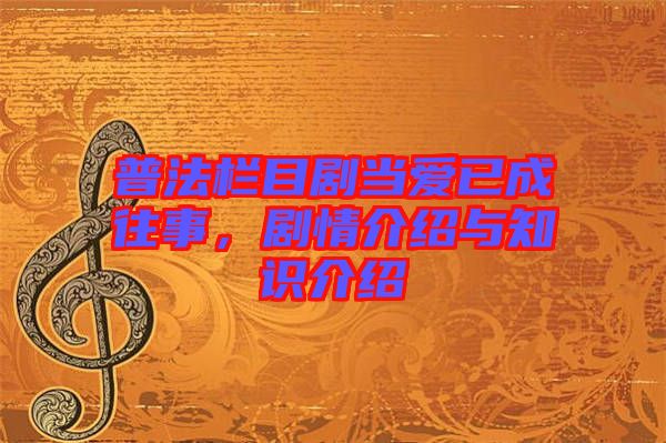 普法欄目劇當愛已成往事，劇情介紹與知識介紹