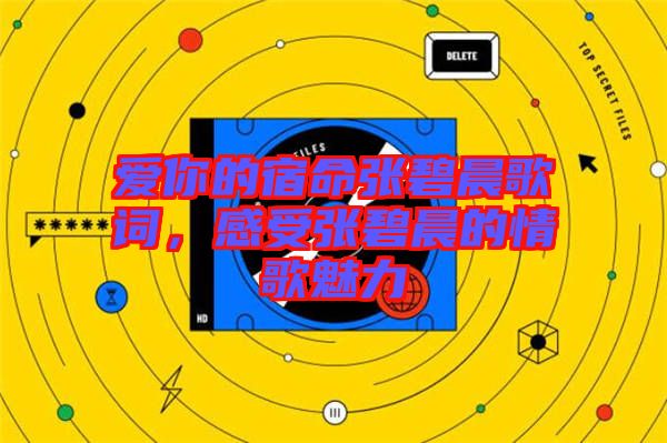 愛你的宿命張碧晨歌詞，感受張碧晨的情歌魅力