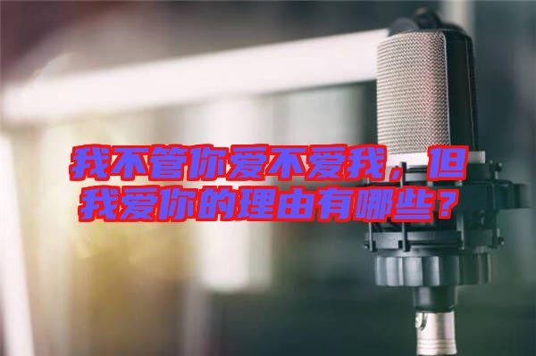 我不管你愛不愛我，但我愛你的理由有哪些？
