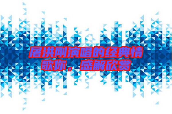屠洪剛演唱的經(jīng)典情歌你，感解欣賞