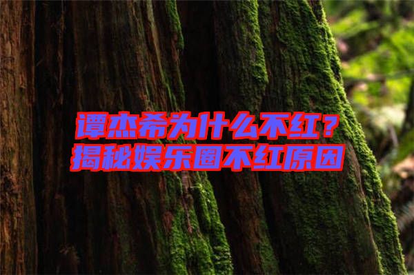 譚杰希為什么不紅？揭秘娛樂圈不紅原因