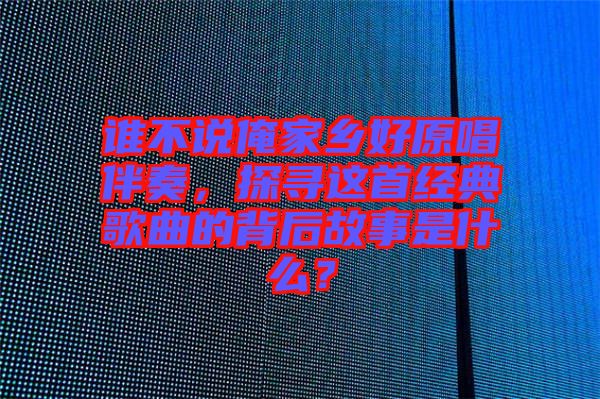 誰不說俺家鄉(xiāng)好原唱伴奏，探尋這首經(jīng)典歌曲的背后故事是什么？
