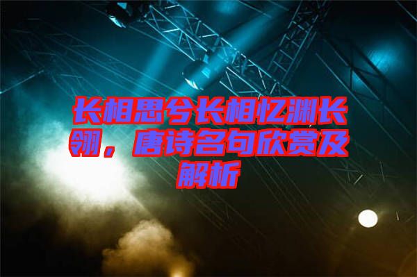 長(zhǎng)相思兮長(zhǎng)相憶淵長(zhǎng)翎，唐詩(shī)名句欣賞及解析